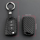 Carbon Fiber Flip Car Key Fob Chain Cover Case For VW Polo MK6  Golf/Golf R MK7