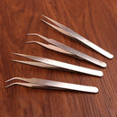 2Pcs Stainless Steel False Eyelash Extension Curved Straight Tweezers Kit KYW