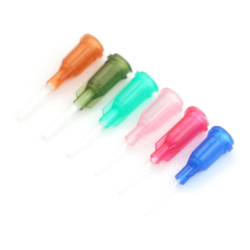6X Mixed DIY Plastic Blunt Dispensing Syringe Needle Tips Flexible 14-25 Gau Lt