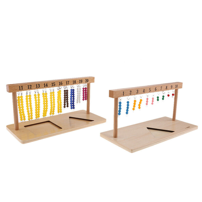 20 x Montessori Bead Bars +2 Wood Frame Kindergarten Preschool Toddlers Children