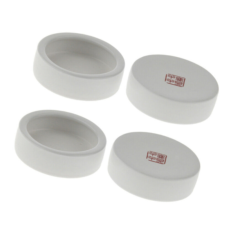 4Pcs Ceramics Reptile Rock Food and Water Dish (White 6.7x2cm)