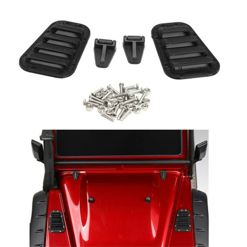 Black Intake Grille Cover & Engine Cover Hinge 4x for 1/10 TRX-4 RC Car Buggy