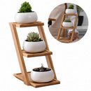 Decorative Small Round Succulent Plant Pot 3 Tier Bamboo Stand-Window Displ