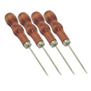4 Pcs x Red Nonslip Wooden Handle Leather Canvas Sewing Awl Tool 4.9"