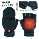 Winter USB Rechargeable Electric Heated Mitten Knitted Gloves Half Finger Cable