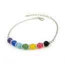New Jewelry Seven Chakra Seven Colors Crystal Agate Jade Bead Metal Anklet BX
