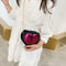 Sequins Heart Shaped Shoulder Handbags Kids Girls Crossbody Bags (Rose Red)
