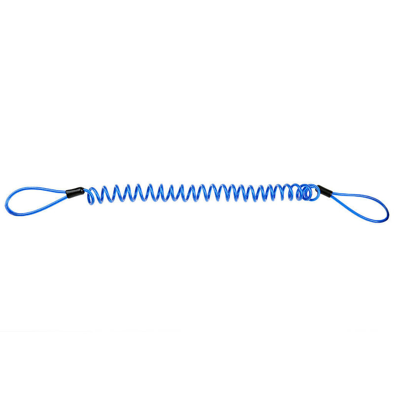 Steel Lanyard Spring Coil Wire Lock Safety Cable Lanyard Tether Blue 1.5m