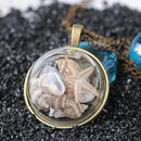 Ocean Beach Glass Conch Necklace For Women Gift Starfish Shells Pendant Jewelry