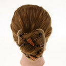 Women Ladies Easy Magic Beads Wooden Double Comb Clip Stretchy Headwear Gift