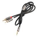 3.5mm Stereo Male Plug to 2 RCA Audio Male Adapter Speaker Cable Grey
