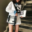 Transparent PVC Shoulder Messenger Bag Unisex Casual Crossbody Bags (Black)