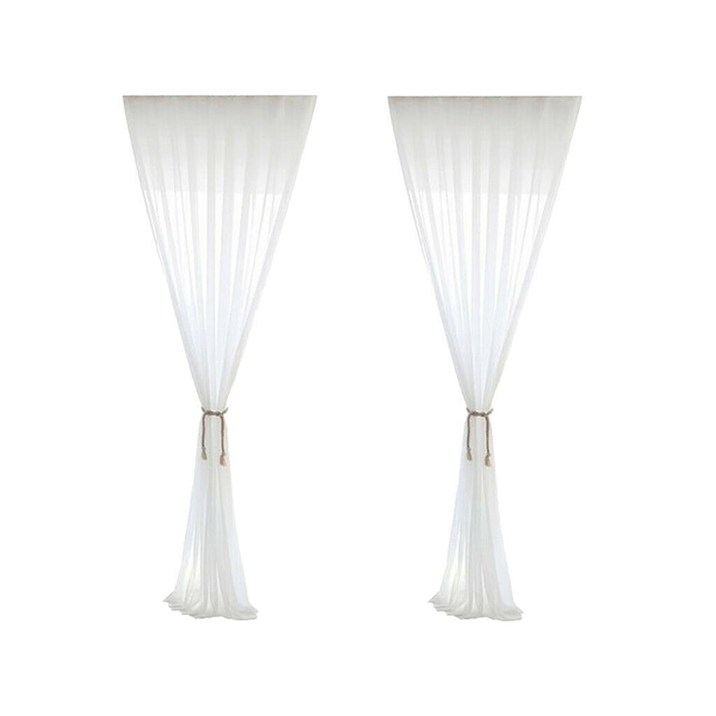 2pcs Patio Door White Chiffon Sheer Curtain Bedroom