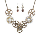 Retro Steampunk Multi-Gears Gears Clock Watch Pendant Necklace Earrings Sets