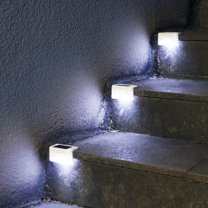 4pcs LED Outdoor Solar Wall Stair Light IP65 Porch Garden Lamp (Cold White)