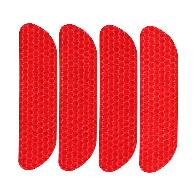 4pcs Open Car Door Stickers Warning Mark Reflective Strips Tapes (Red)