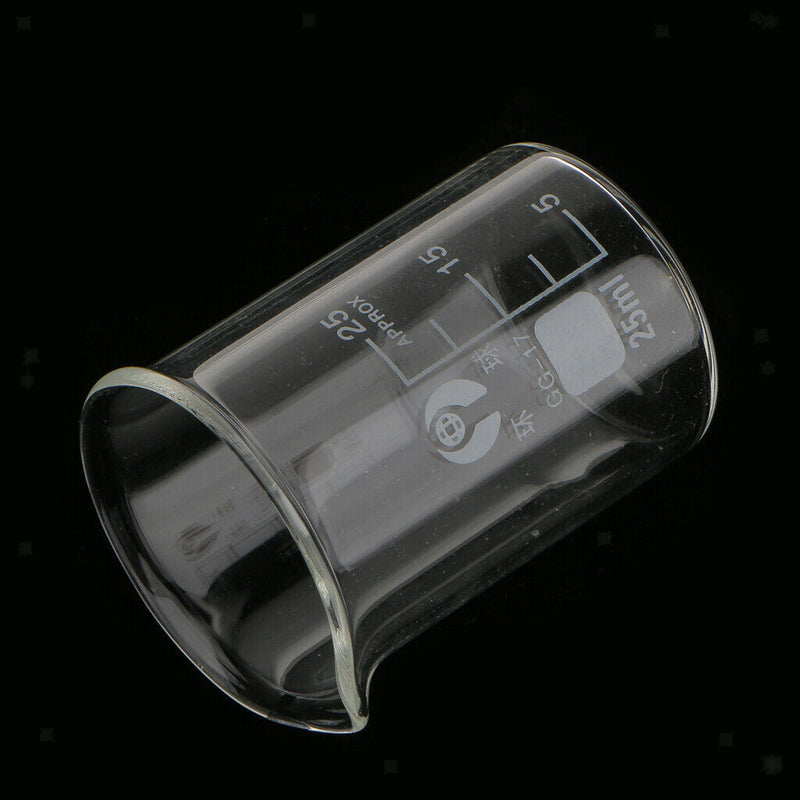 25mL Glass Graduated Low Form Beaker, 5mL Graduation Interval