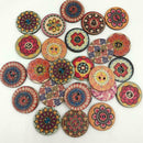 50Pcs/lot Flower Picture Wood Button 2 Holes Mixed DIY Sewing Color Apparel R2F9