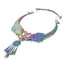 Boho Collar Necklace Women Big Colorful Elephant Carving Pendant Jewelry