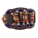 Women Double Hair Slide Comb Clips Wooden Beads Elastic Easy Bun Maker Party