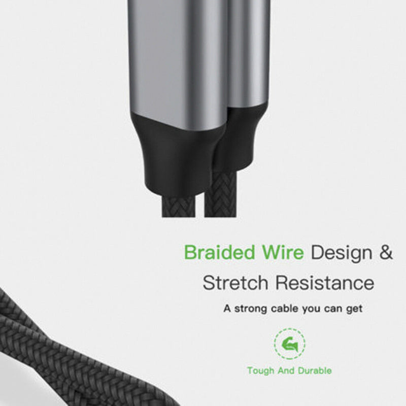 USB Type-C to USB-C 3.1 Nylon Braided 3A Charging Cable Male to Male Data Cable
