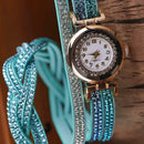 New Fashion Luxury Rhinestone Bracelet Watch Women Quartz Watch Skyblue
