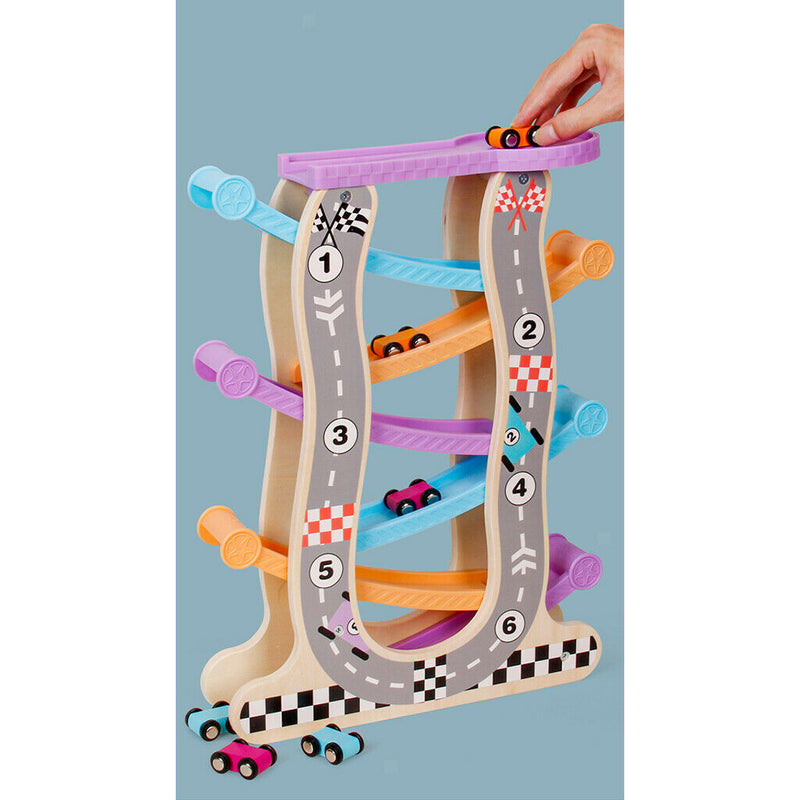 Toddler Car Ramp Toys - Car Race Tracks for Toddlers with 6 Mini Cars