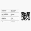 ZF-14025-ARGB PWM PC Case Fan Dual Ring Addressable RGB LED Cooling Fan