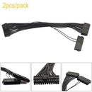 2Pcs 30cm Dual PSU Power Supply 24 Pin ATX Motherboard Adapter Cable Connector
