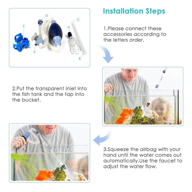 Aquarium Water Changing And Gravel Cleaner Vacuum Tool With Filter Function C3H8