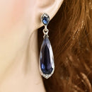 1 Pair Charm Crystal Long Dangle Earrings Blue Water Drop Earrings Women Gifts