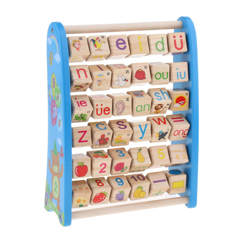 Wooden Alphabet and Number Abacus | Colorful Alphabet and Number Tiles | Kids
