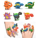 2PCS Cute Cartoon Dinosaur Finger Ring Soft Rubber Dinosaur Rings Kids Toys Gift