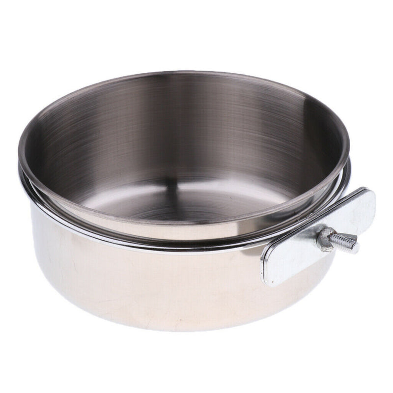 Set of 2, Pet Food Feeder Water Drinker Stainless Steel Coop Cup Hook on For