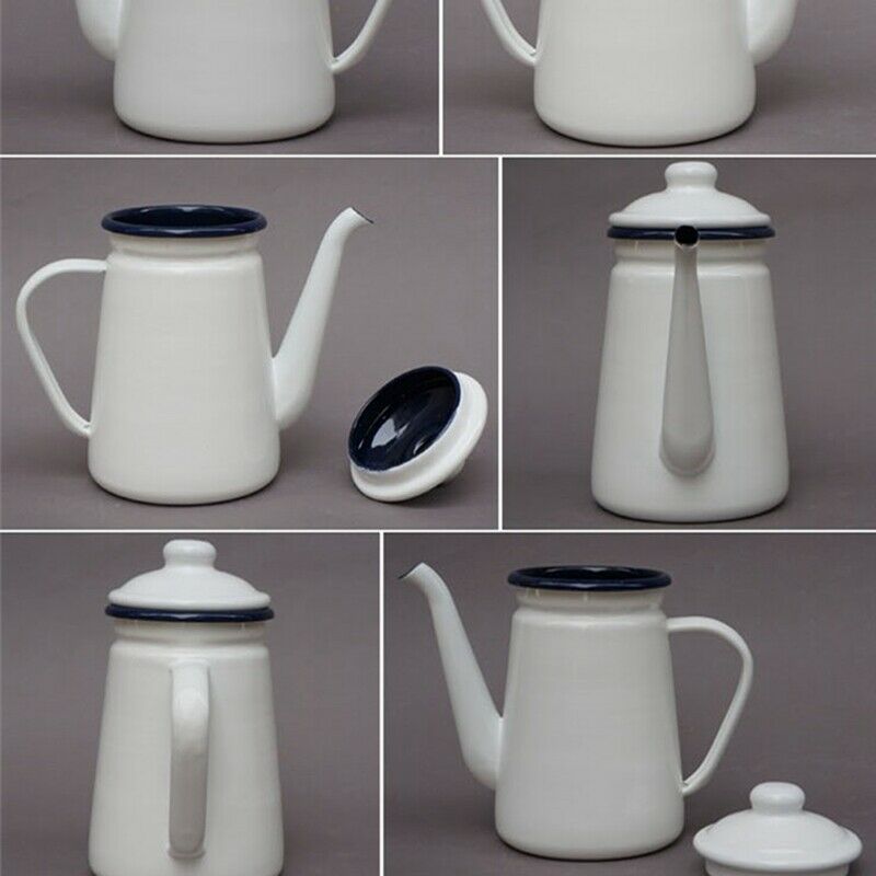 1.1L Enamel Coffee Pot Hand Tea Kettle Induction Cooker Gas Stove Universal