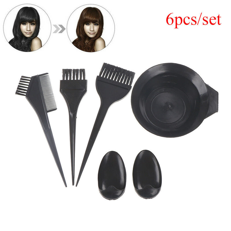 6x Plastic Dye Hair Color Dye Bowl Comb Brushes Tool Kit Set Tint Coloring  3c