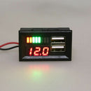 Digital Car Motorcycle 12V Voltmeter Voltage Battery Panel Meter w USB 5V Output