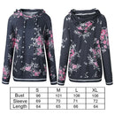 Womens Dark Gray Pullover Long Sleeve Floral Hoodies Coat Sweatshirt W/ Pocket