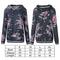 Womens Dark Gray Pullover Long Sleeve Floral Hoodies Coat Sweatshirt W/ Pocket