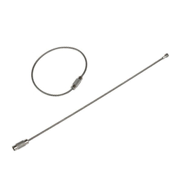 100pcs Stainless Steel Screw Locking Wire Keychain Cable Key Rings Outdoor  R2B2