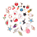 30pcs/lot Enamel Alloy Mixed Charms Pendant Jewelry DIY Craft Making Color FT