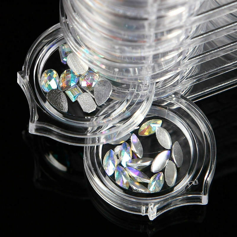6pcs Nail Art Storage Box Removable Case Rhinestone Gems Decor Holder gdg