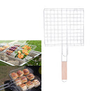 Barbecue Meat Burger Fish Long Handle Grill Rack Basket Folding Stand FT