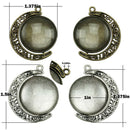 30pcs/set Moon Rotation Double Sided  Round Pendant Trays Glass Cabochon BaseJ,a