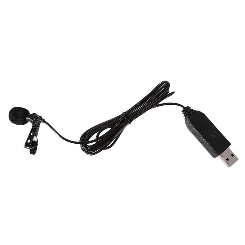 Professional Tie-clip Lavalier Lapel USB Microphone Mic Black For Laptop