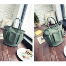 Fashion Canvas Pleated Double Pocket Tote Bag Fashion Shoulder Cross Body B