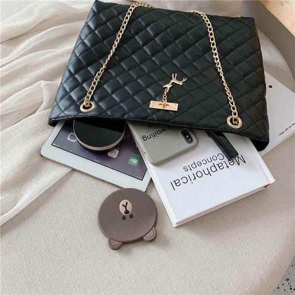 Fashion Leather Handbag Women Large Top-handle Bags Shopping Tote (Black) A#S