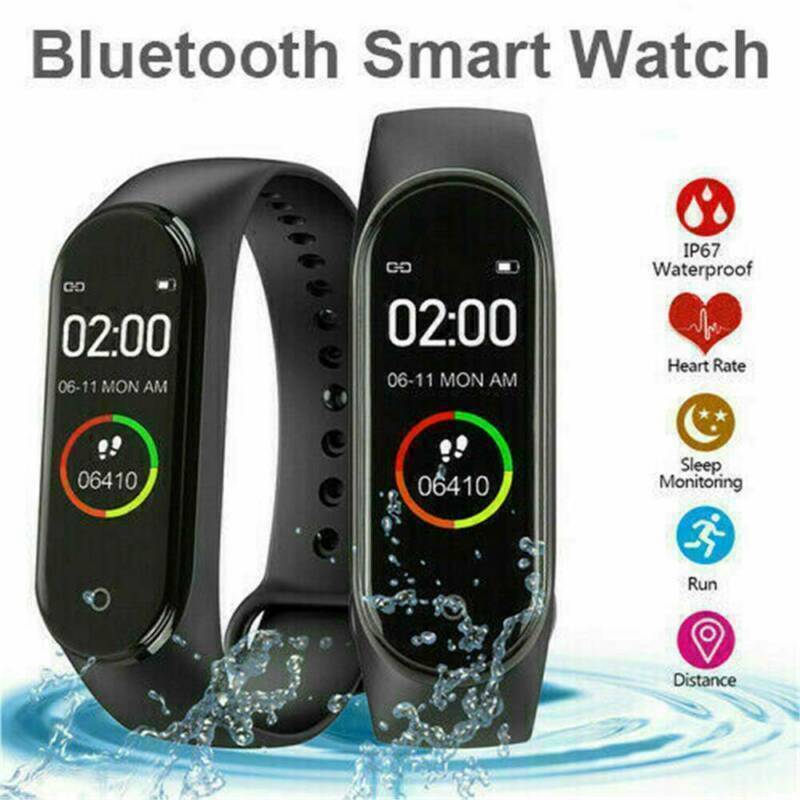 Black Smart Bracelet Band OLED Fitness Tracker Watch Wristband Waterproof 50M