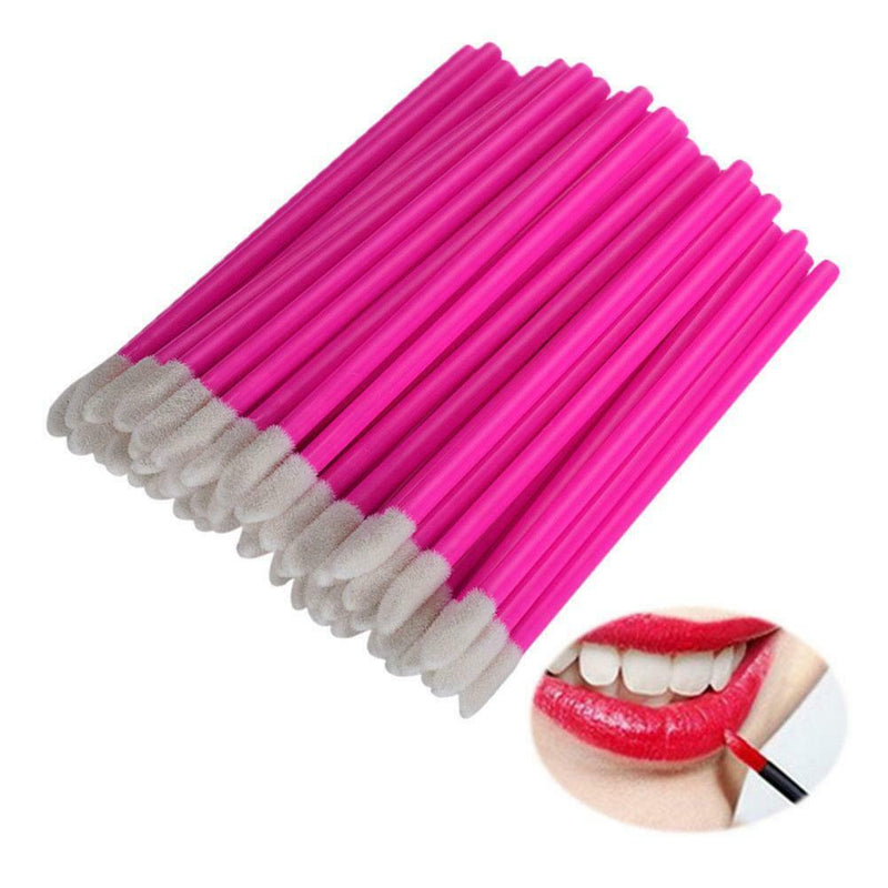 50pcs Disposable Makeup Lip Brush Lipstick Gloss Wand Applicator (Rose Red) A