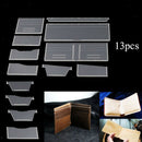 13PCS Leather Craft Acrylic Wallet Pattern Stencil Template Purse Tools DIY Set